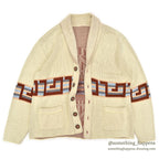 1970's~ NATIVE PATTERN JACQUARD SHAWL COLLAR CARDIGAN...