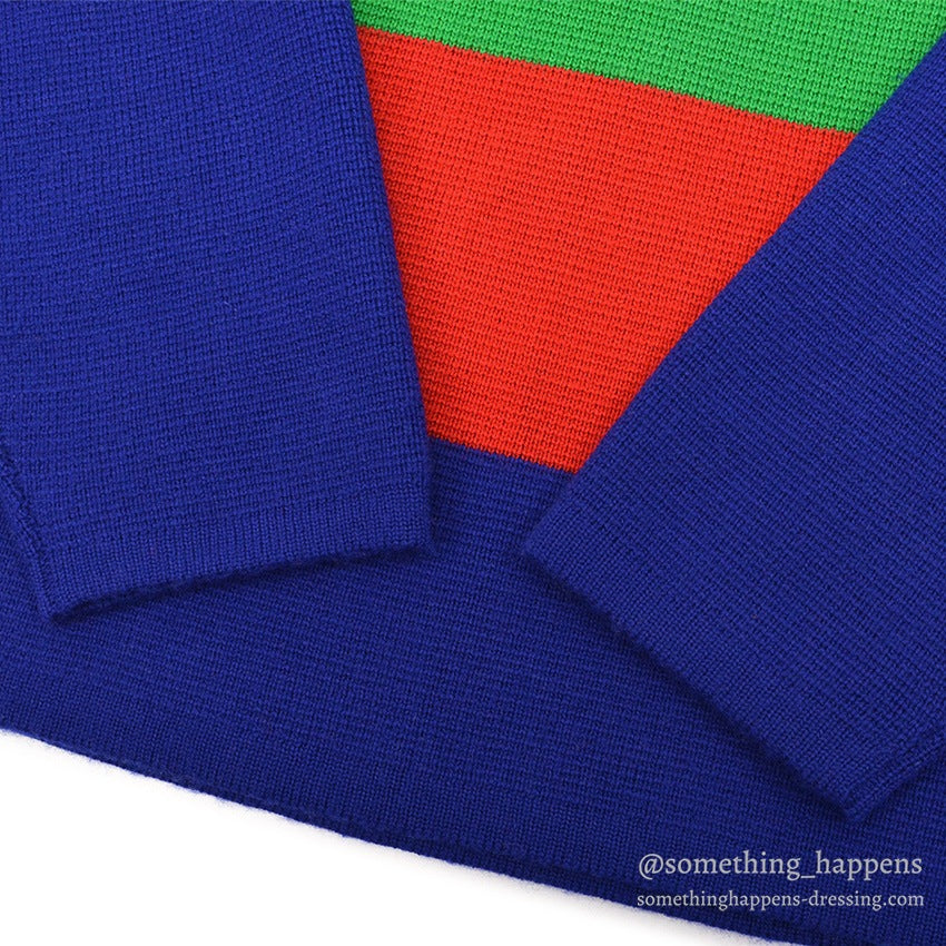 1990's J.CREW MULTI WIDE BORDER WOOL SWEATER... XL