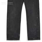 Levi's 501 BLACK DENIM PANTS Made in USA ORANGE STITCH... W34/L32