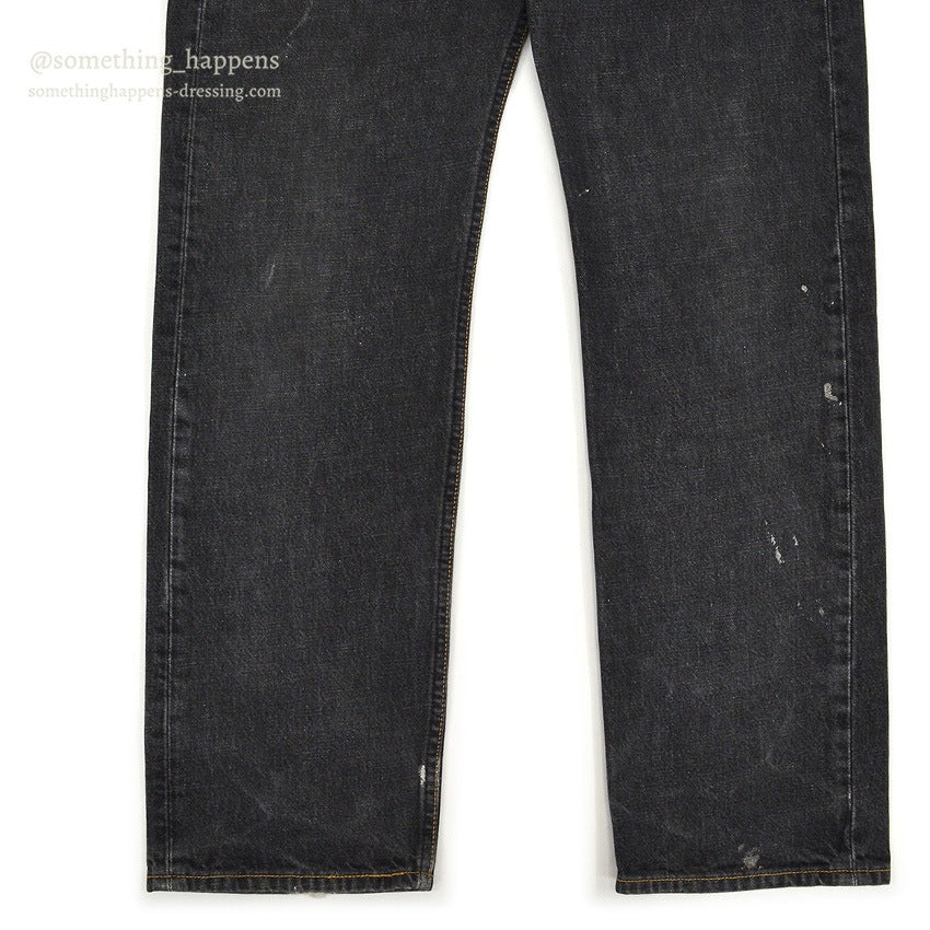 Levi's 501 BLACK DENIM PANTS Made in USA ORANGE STITCH... W34/L32