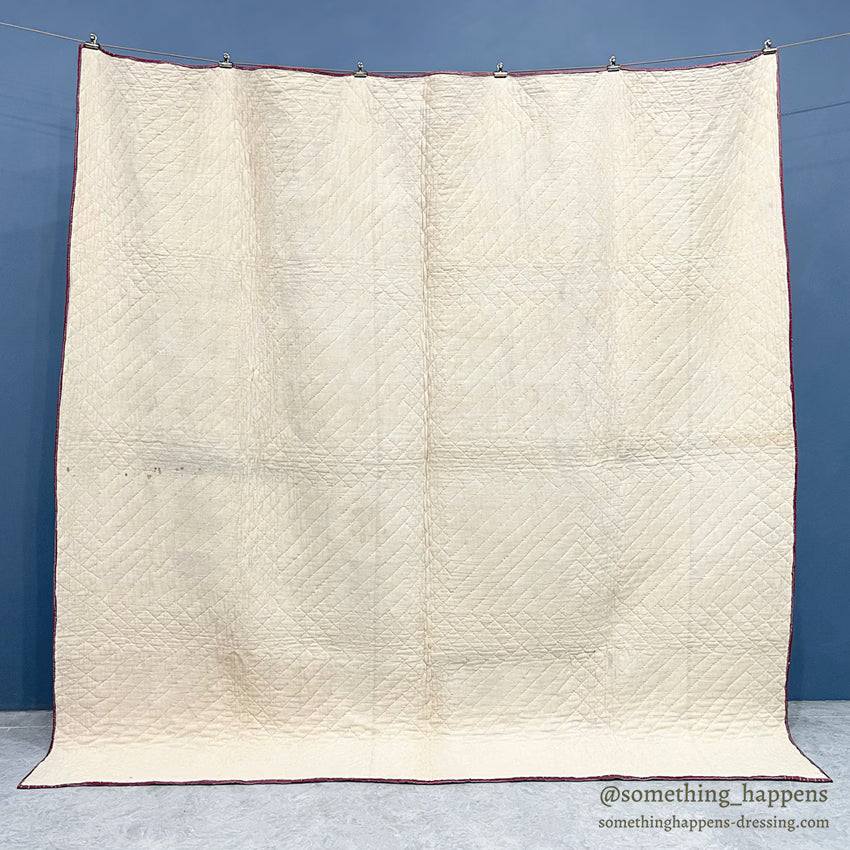 ANTIQUE BEAR'S PAW PATCHWORK QILT MAROON... 197cm/194cm