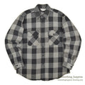 1970's~ FIVE BROTHER BLACK/GRAY PLAID FLANNEL SHIRT ... L