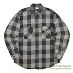1970's~ FIVE BROTHER BLACK/GRAY PLAID FLANNEL SHIRT ... L