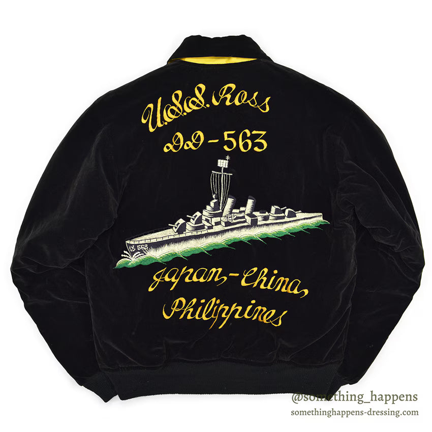 1950's JAPAN SOUVENIR JACKET スカジャン MILITARY U.S.S. ROSS 別珍 YKKジッパー ...