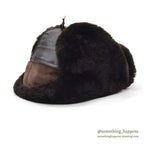 1980's LLBEAN NORTH KING GENUINE LEATHER / DYED MOUTON HAT...XL