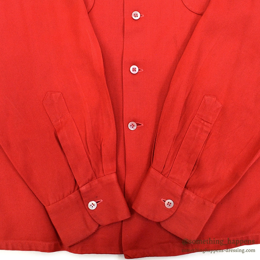 1950's TORNBERG RED RAYON GABARDINE SHIRT RARE SIZE ... XXL