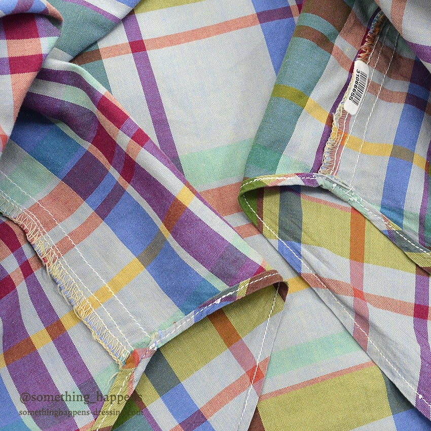 ~1980's CUZZENS PLAID COTTON DRESS SHIRT MADE IN IATLY 2 ... L