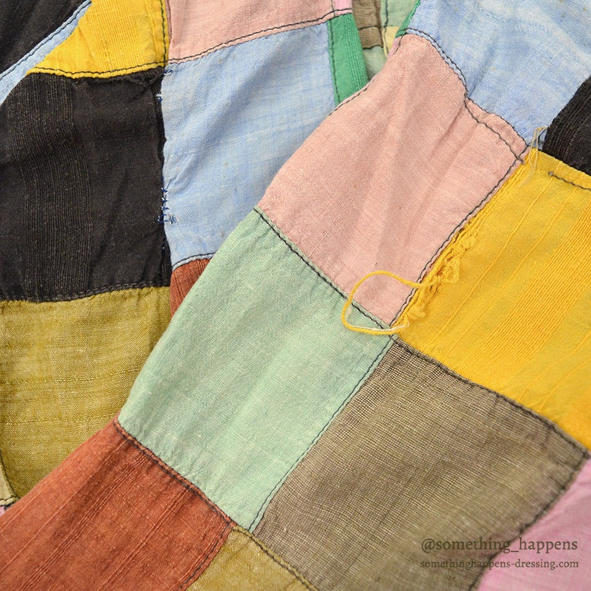 1970's SING & SMILE INDIA MADRAS CRAZY PATCHWORK SHIRT ... L