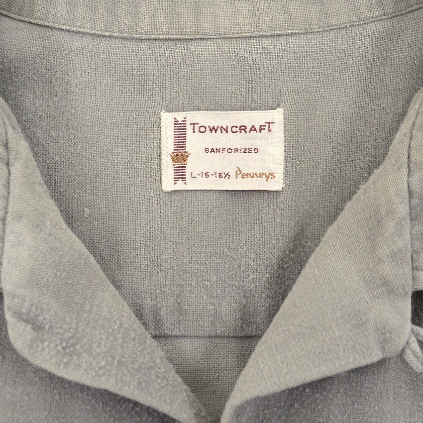 1960's TOWNCRAFT PENNEYS PLAIN LIGHT GRAY FLANNEL SHIRT ... L