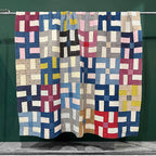 ANTIQUE WHIRLING LOGS SWASTIKA CRAZY PATCHWORK QUILT... 202cm/166cm