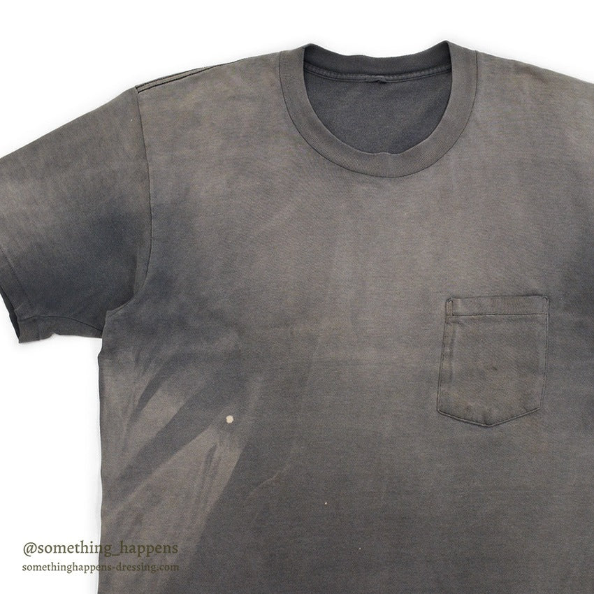 1990's BLACK FADED PLAIN POCKET T-SHIRT ...