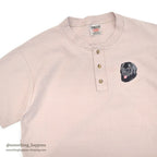 1990's ONEITA DOG EMBROIDERY HENLEY NECK T-SHIRT... L