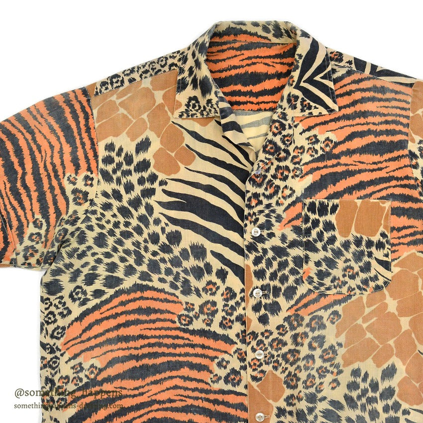 1960's~ ANIMAL PRINT S/S SHIRT...