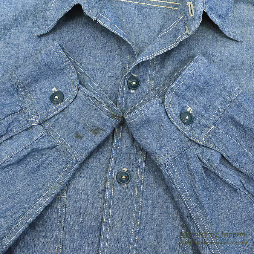 1940's~ U.S.NAVY CHAMBRAY SHIRT STENCIL ...