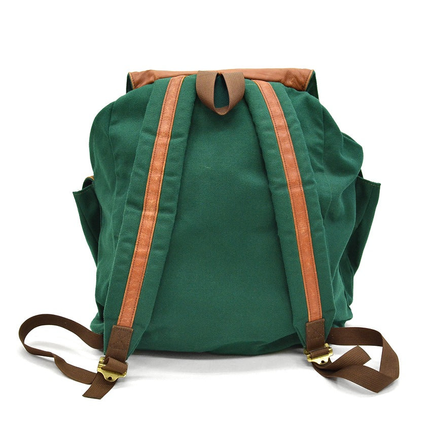 ~1980's LLBEAN GREEN CANVAS / BROWN LEATHER BACK PACK...