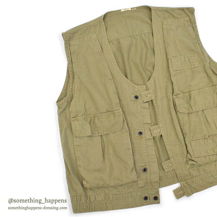1970's~ UNUSUAL COTTON TWILL FISHING VEST...