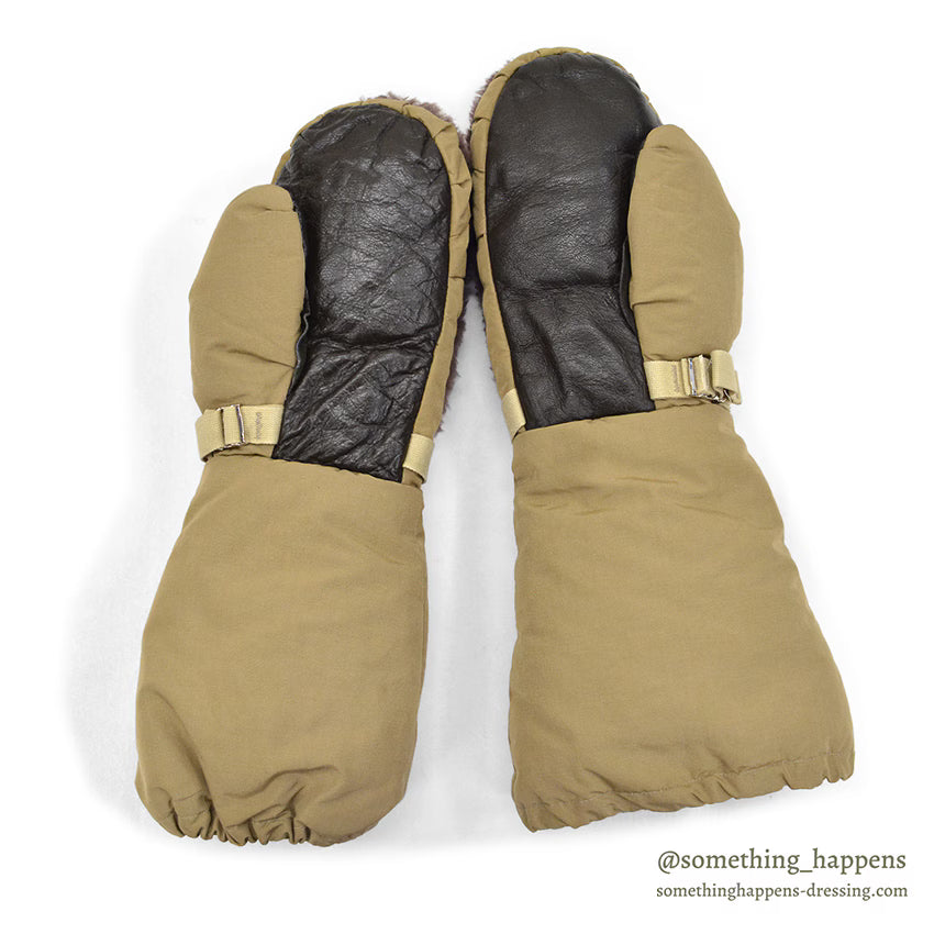 1970's~ EDDIE BAUER FUR SHEARLING DOWN MITTENS...S