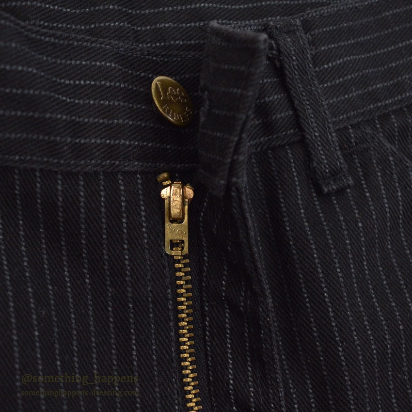 1980's Lee 200 STRIPE BLACK COTTON PANTS... W33/L27