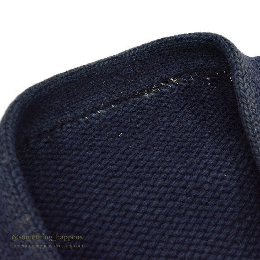 1930's~ OLD DARK NAVY KNIT WOOL SWEATER / FADED...