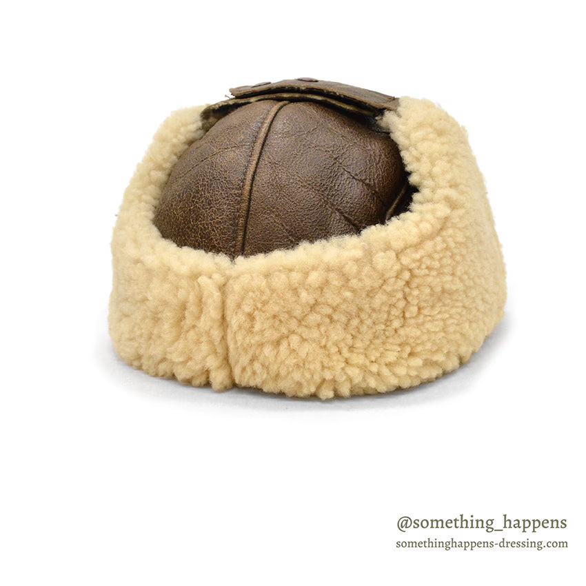 1980's BICK MOUTON SHEARLING HAT DARK BROWN ... XL