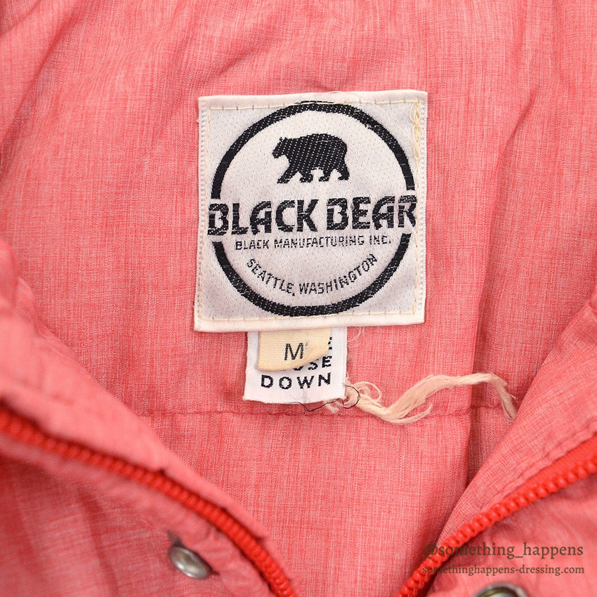 1970's~ BLACK BEAR PRIME GOOSE DOWN NYLON PUFFER JACKET / PINK ... M