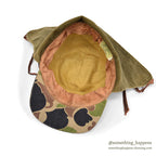 1960's LLBEAN DUCK HUNTER CAMO HUNTING CAP WITH NECK FLAP...