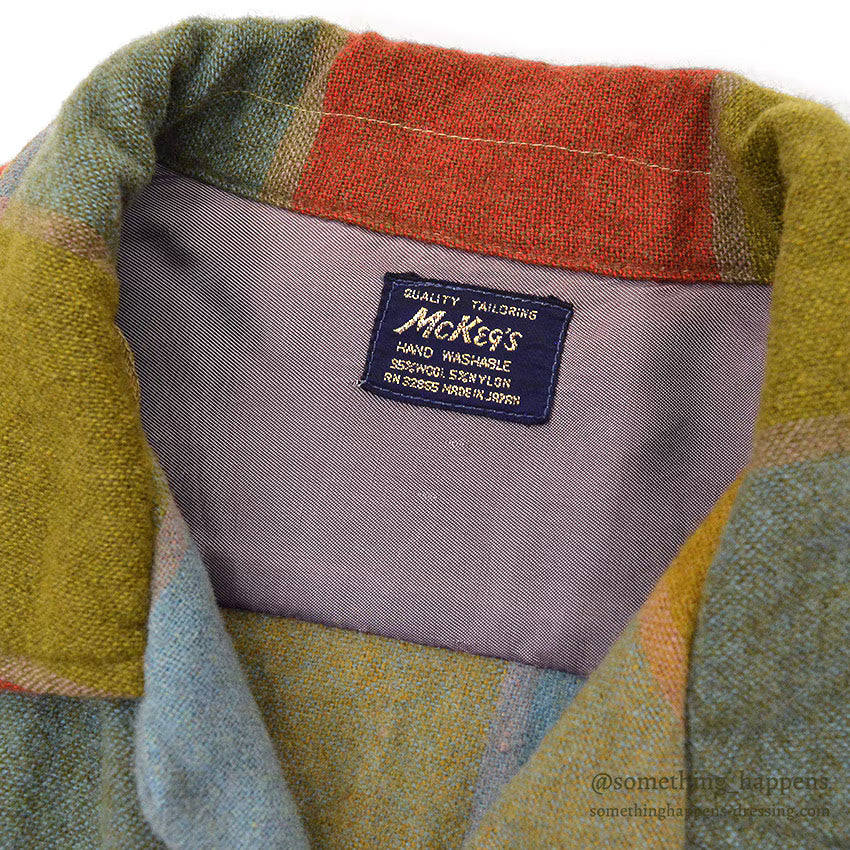 ~1960's Mckey's BLOCK PLAID WOOL SHIRT...
