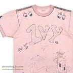 1960's TOWNCRAFT HAND DRAWING T-SHIRT / PINK...M