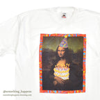 1990's DEADSTOCK FRUIT OF THE LOOM MONA LISA BIRTHDAY ART PRINT T-SHIRT ... XL