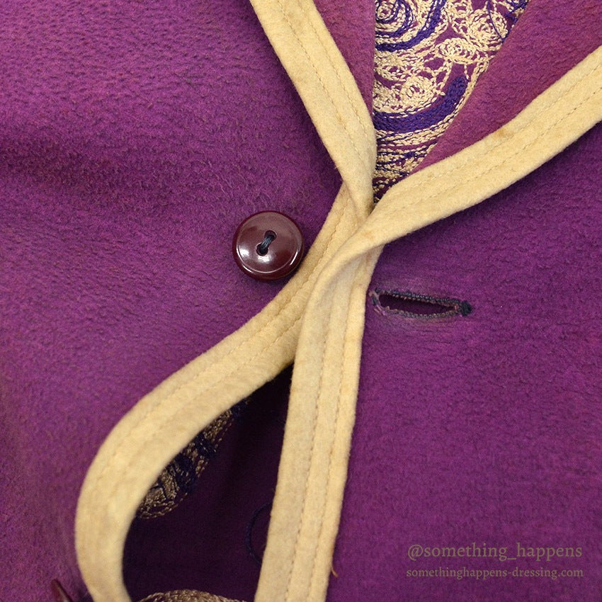~1940's TSLANKFORD & SONS IOWA WESLEYAN TIGER EMBROIDERY MOLESKIN JACKET...