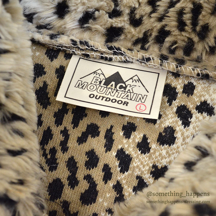 DEADSTOCK BLACK MOUNTAIN LEOPARD FLEECE JACKET...L
