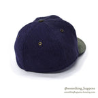1990's LAKE OF THE ISLES NAVY WOOL / SUEDE LEATHER CAP... L