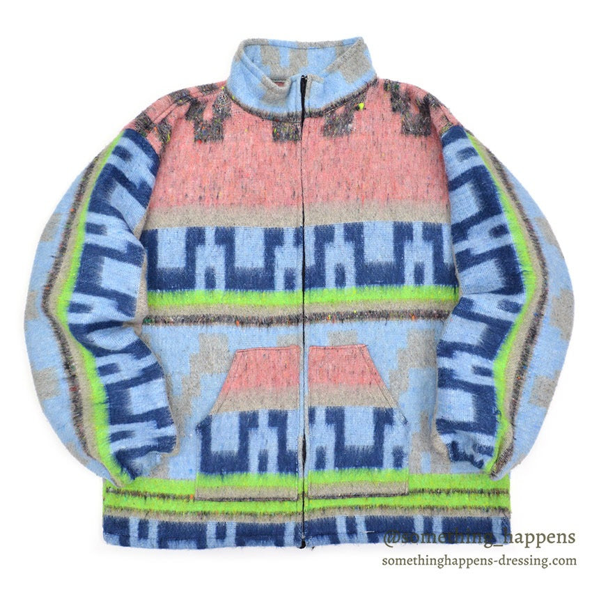 1980's MOLINA INDIAN DRAWIN GEOMETRIC ACRYLIC JACKET...L