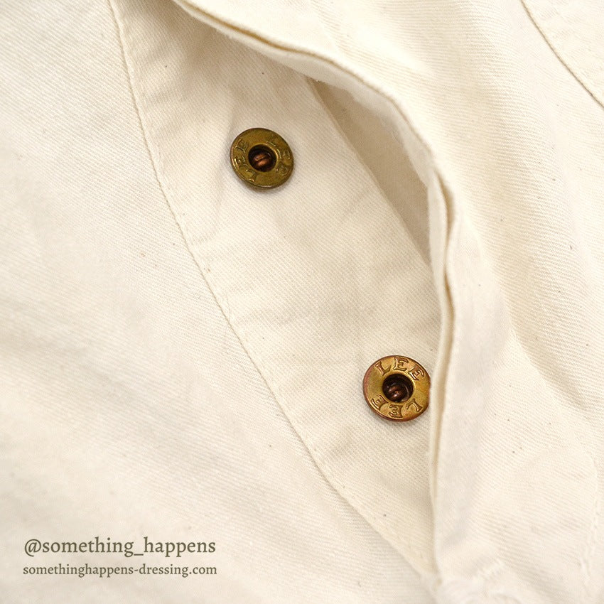 1950's Lee DOUBLE-KNEE OVERALL OFF WHITE / WITH APRON ... W42/L31
