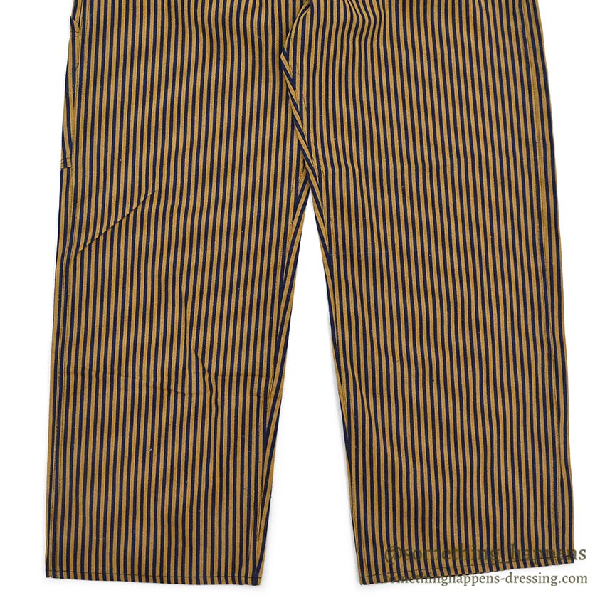 1940's DEADSTOCK PAYDAY WW2 BROWN EXPRESS STRIPED OVERALL / HIGH BACK ... W36/L30