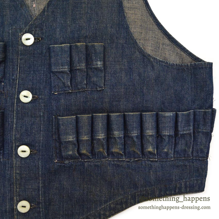 1920's~ DENIM HUNTING VEST / UNUSUAL, EXTREMELY RARE...