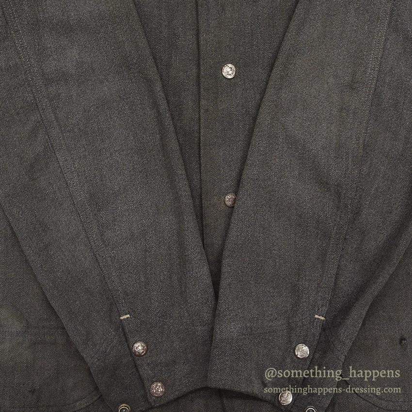 1930's MONTGOMERY WARD SALT AND PEPPER COVERALL / CHIN STRAP & SNAP BUTTON...