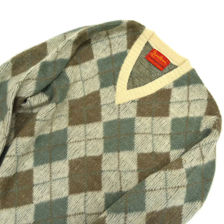 60's Jantzen Mohair Argyle V-Neck... L