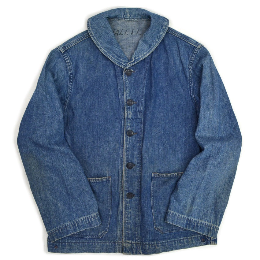 1940s US Navy Shawl Collar Denim Jacket...