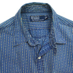 Polo by Ralph Lauren 'Indigo Calico' Chin Strap Gusseted Shirt... M