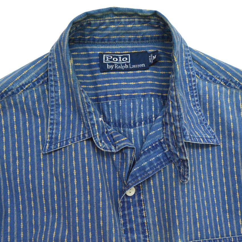 Polo by Ralph Lauren 'Indigo Calico' Chin Strap Gusseted Shirt... M