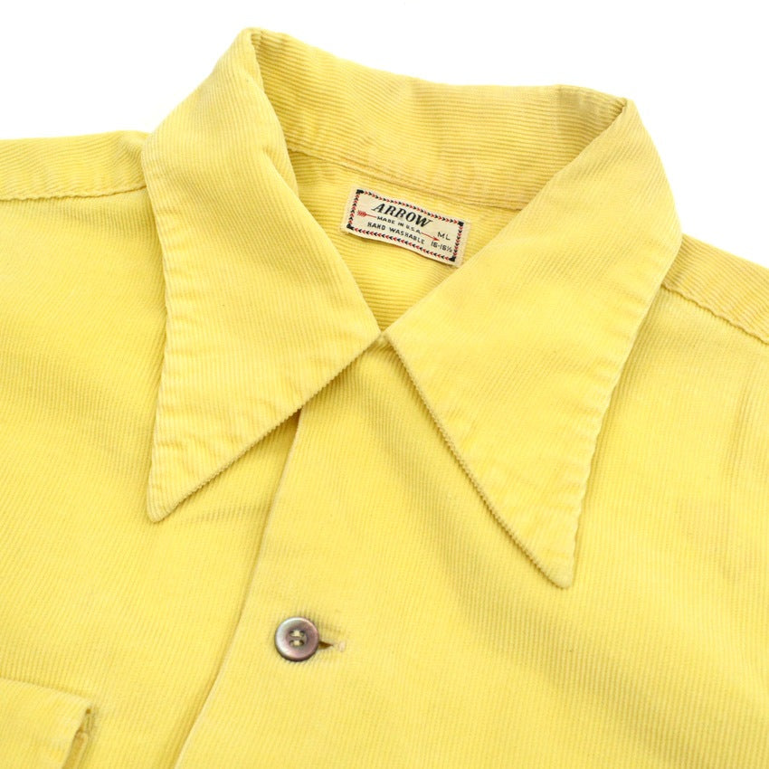 50's Arrow Lemon Yellow Corduroy Box Shirt ... ML