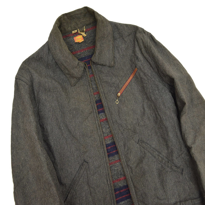 1950s- Casey Jones Black Chambray Work Jacket... 40