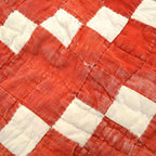 Old Handmade Patchwork Quilt Red & White...52cm×52cm