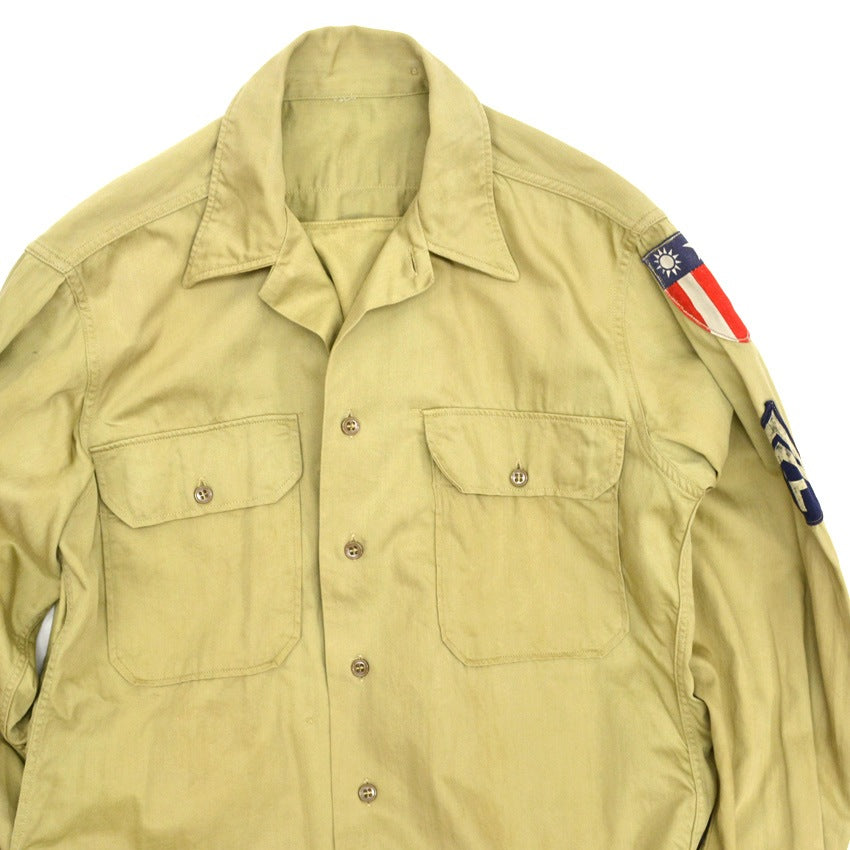 40's USAAF ww2 Pilot Officer Dress Cotton Shirt with CBI Patch...