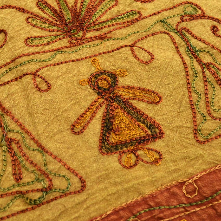 90's ORVIS Indian Cotton Embroidered Jacket with Fish Buttons... M