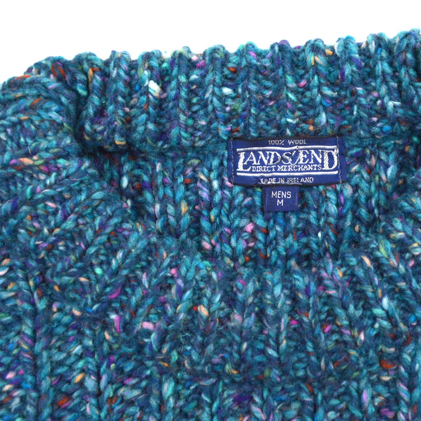 80s LAND'S END Irish-made marble-colored hand-knitted sweater...