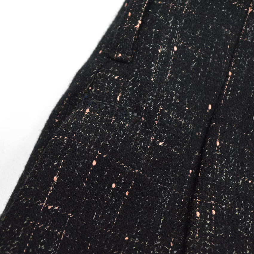 1950s-era black pinstripe Fleck Pattern kasuri wool slacks...