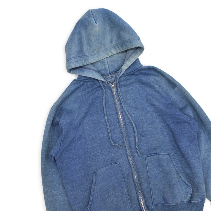 ~70's Faded Color Sweat Zip Up Hoodie with Separate Pockets...