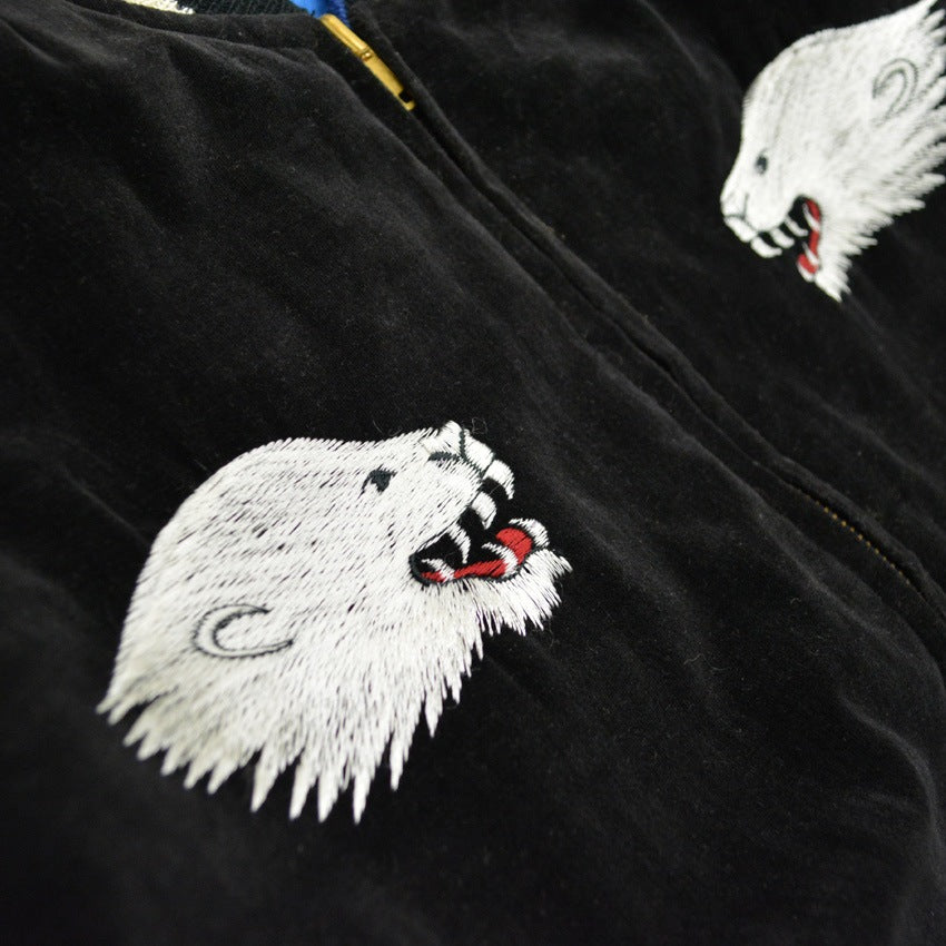 1950s THULE GREENLAND SOUVENIR JACKET (Sukajan, black velvet)...